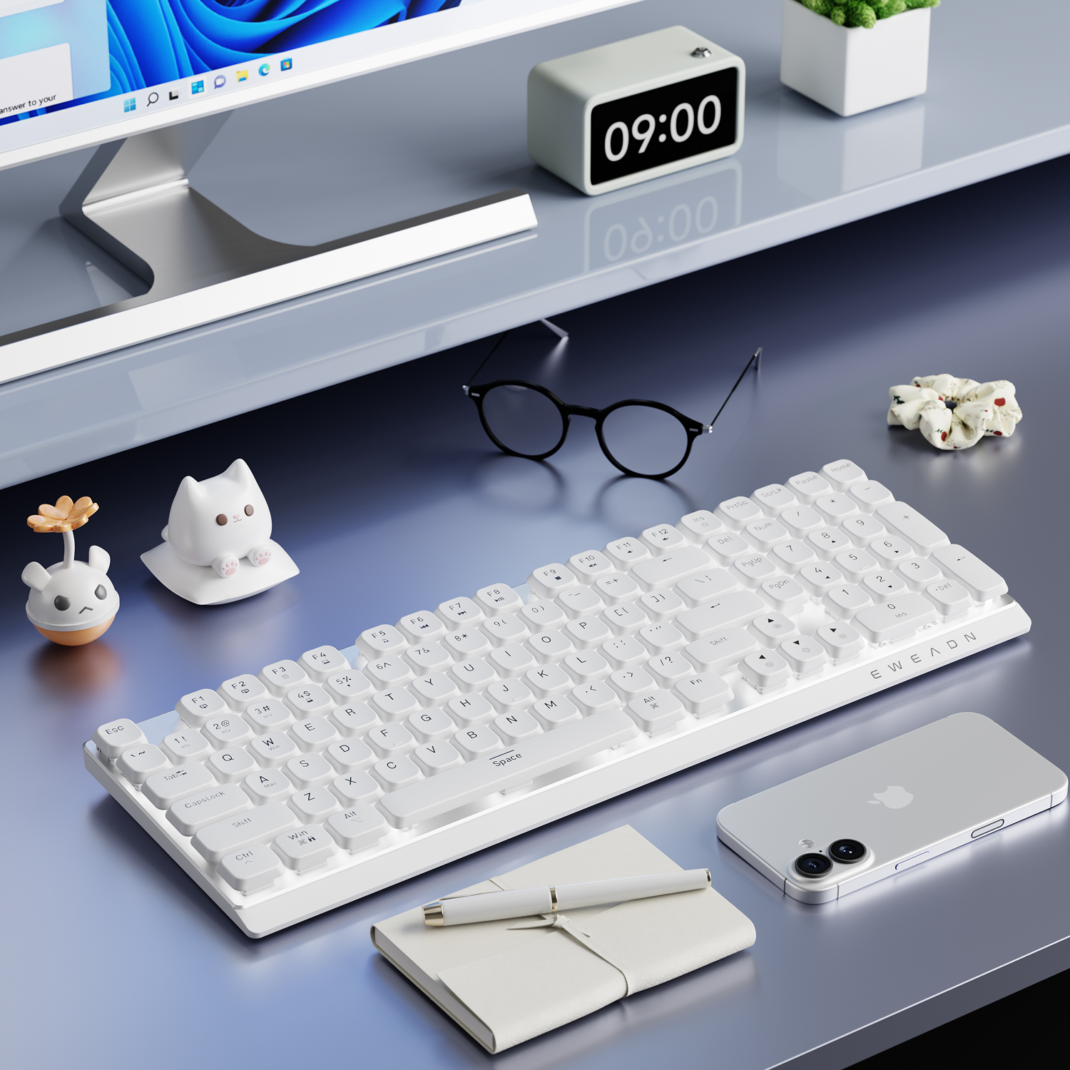 Office Tech - EWEADN Wireless Low-Profile Mechanical Gaming Keyboard,