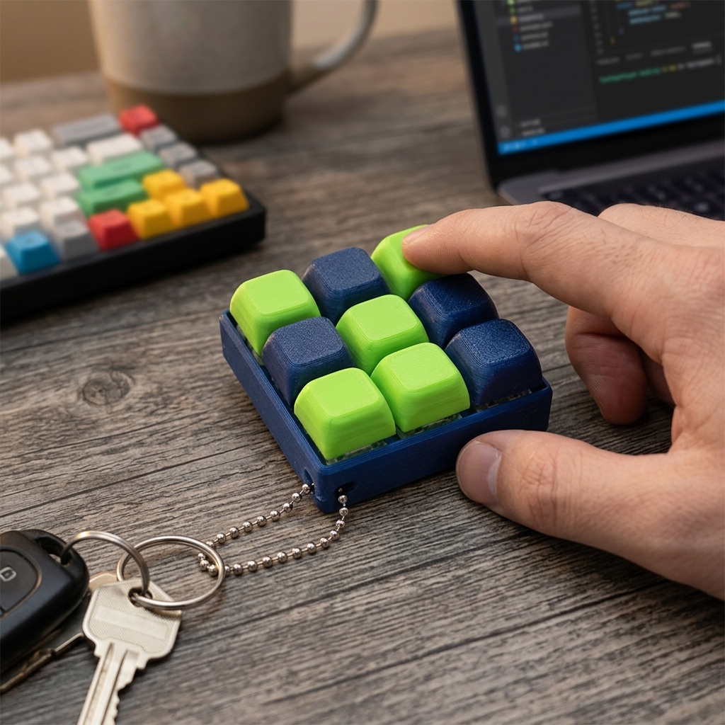 Office Tech - ABS Mechanical Button Keychain Stress Relief